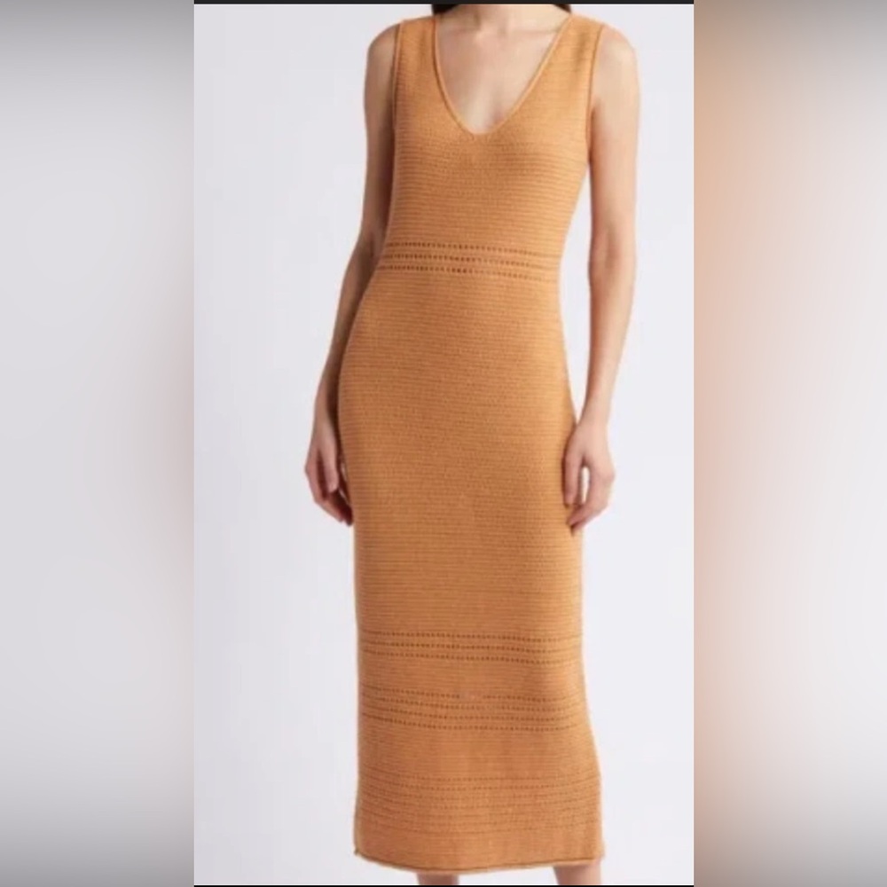 Treasure‎ and Bond Sleeveless Crochet Sweater Dress In Tan Biscuit  XS Vacation